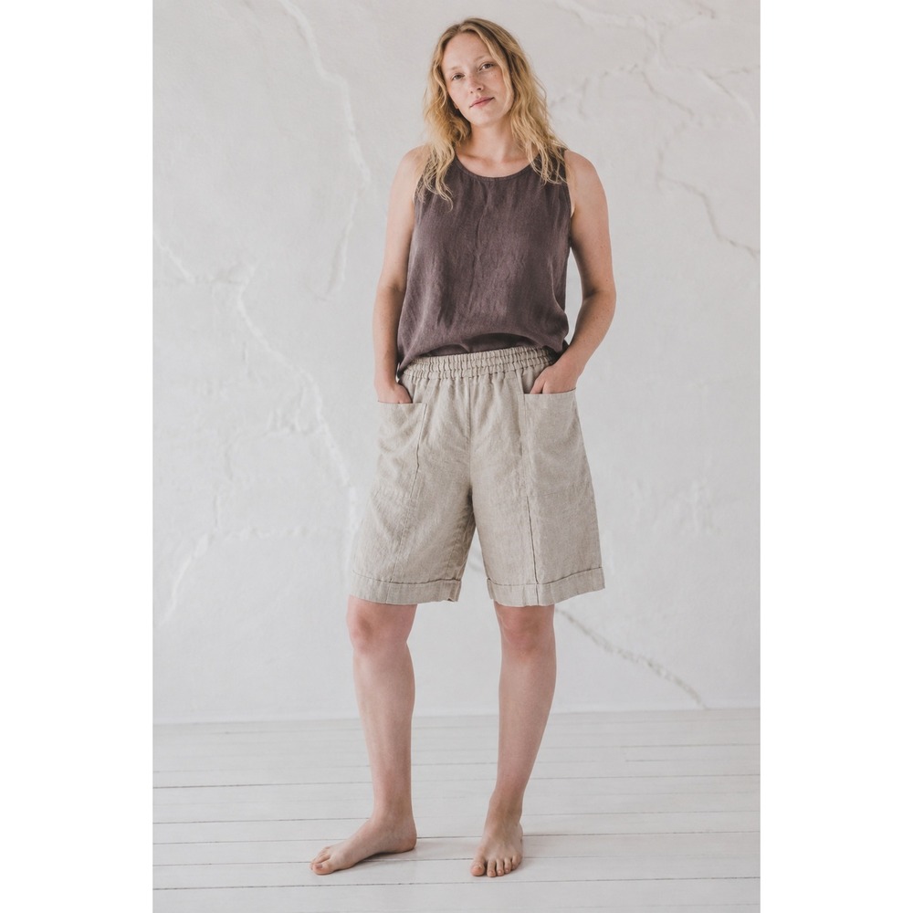 Old Linen Mill Bermuda Oversized Shorts 100% European Linen Handmade Flax XL/XXL